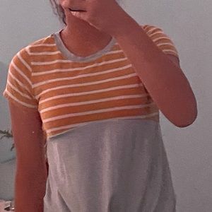 block color cropped tee